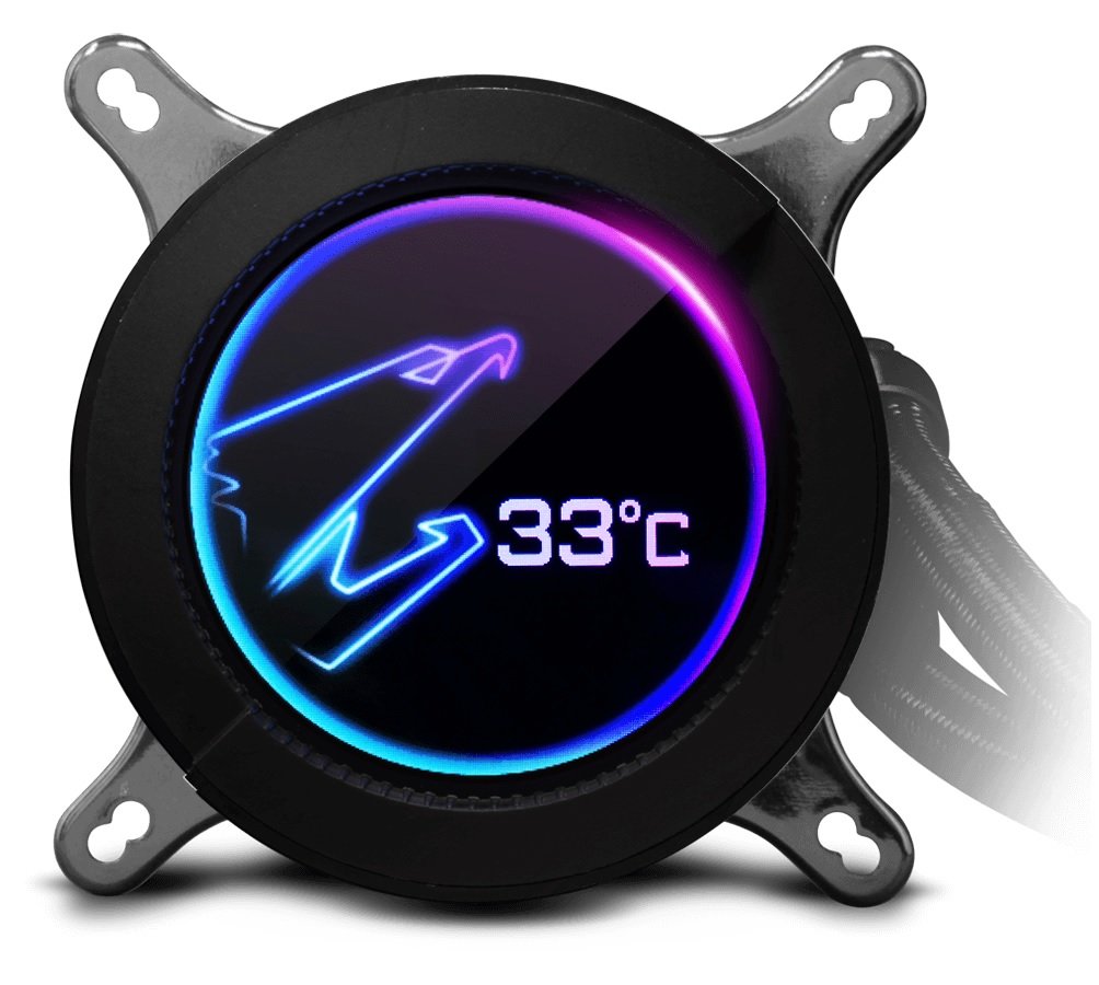Chlodzenie CPU Gigabyte Aorus Liquid cooler 360 pompa wody ekran LCD temperatura procesora grafika AORUS
