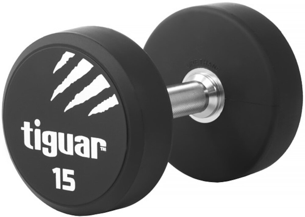 Hantla TIGUAR PU Dumbbells (15 kg) poliuretanowe hantle dostępna w wielu wersjach wagowych dla początkujących i dla zaawansowanych