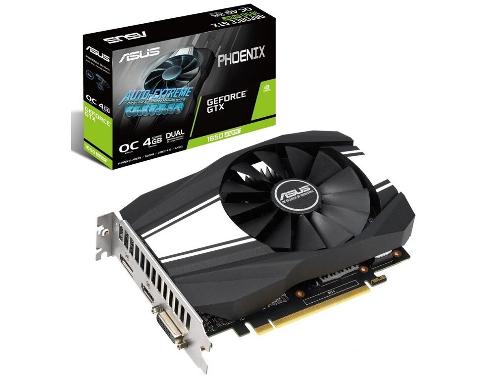 Karta graficzna ASUS GeForce GTX1650 Super OC Phoenix 4GB - wygląd ogólny opakowanie design wydajność 4GB GDDR6