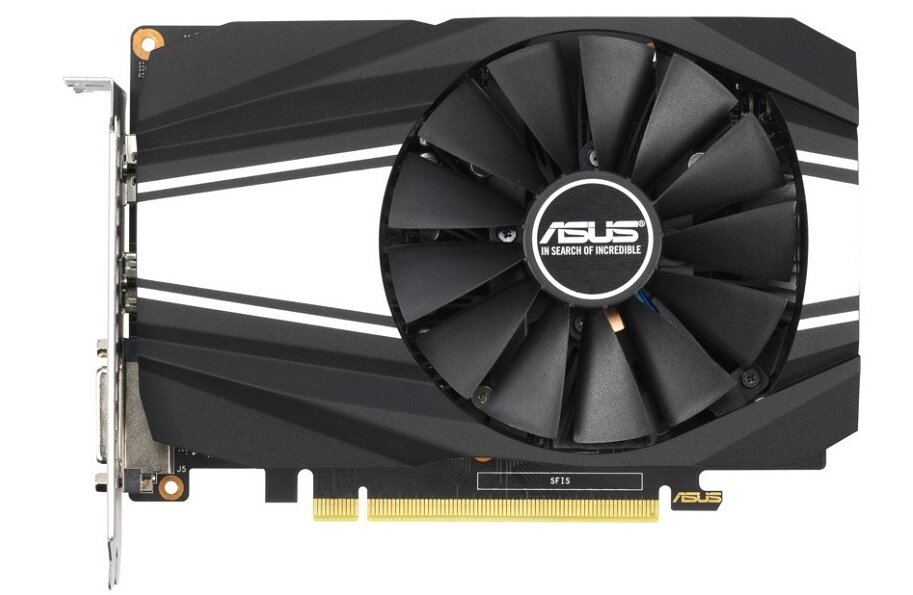 Karta graficzna ASUS GeForce GTX1650 Super OC Phoenix 4GB - wydajny układ chłodzenia pojedynczy cooler cicha praca system zarządzania temperaturą pracy