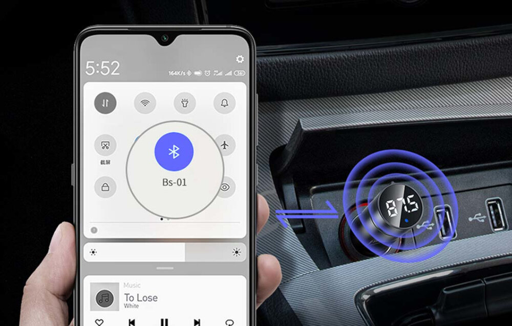 Transmiter FM BASEUS Column CCNLZ-0G możliwości połączenia