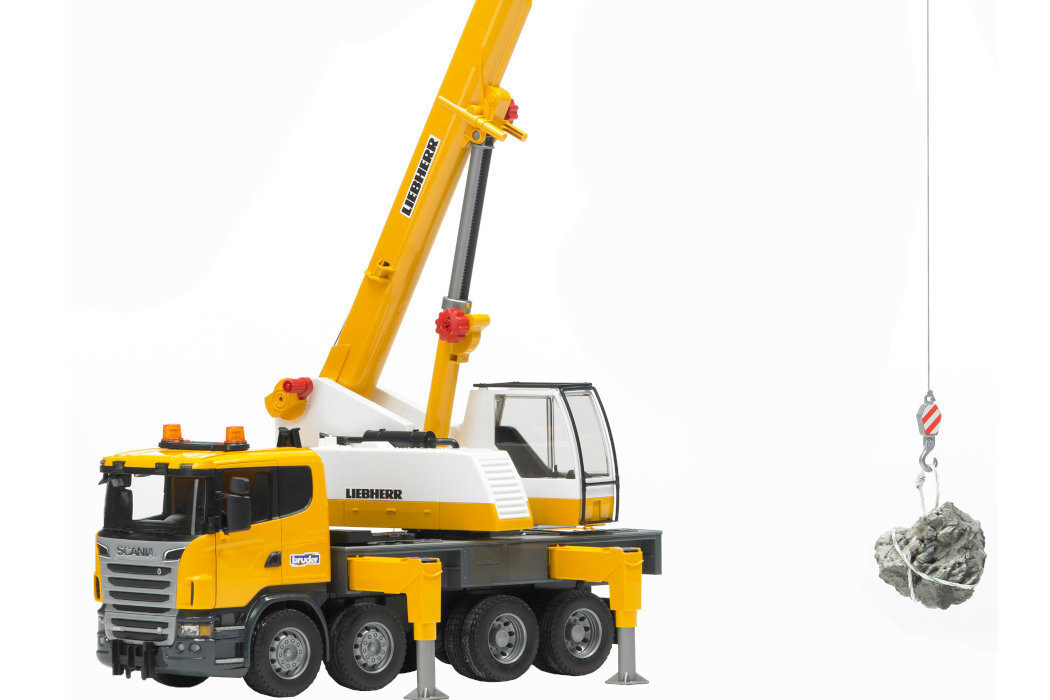 Samochód BRUDER Profi Dźwig Scania R Liebherr z modułem sygnalizacyjnym BR-03570 realistyczny zabawa maszyny jakość wykonanie kolekcjonerski