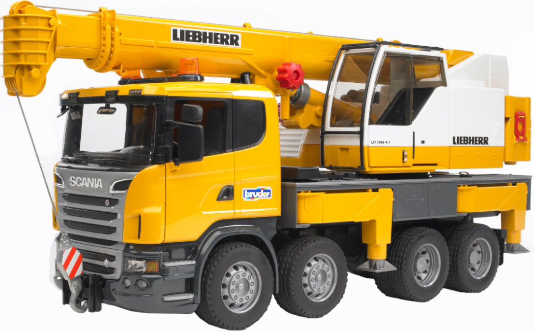 Samochód BRUDER Profi Dźwig Scania R Liebherr z modułem sygnalizacyjnym BR-03570 realistyczny zabawa maszyny jakość wykonanie kolekcjonerski