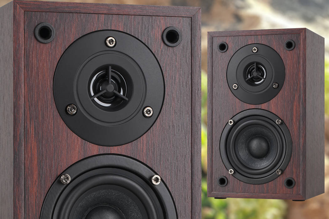 Kolumny głośnikowe KRUGER&MATZ Spirit 2.1 Brązowy (1 szt.) brzmienie połączenie subufer tony funkcjonalność