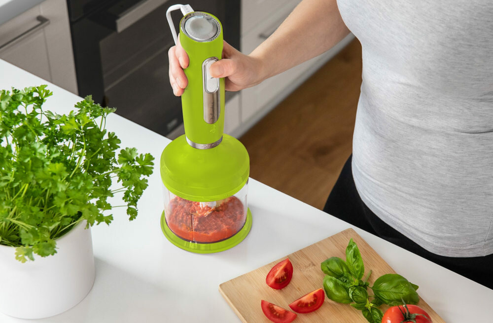 Blender SENCOR SHB 4461GR Zielony antyposlizgowa raczka ergonomiczny ksztalt stabilny chwyt wygodne uzytkowanie ystawienia programow