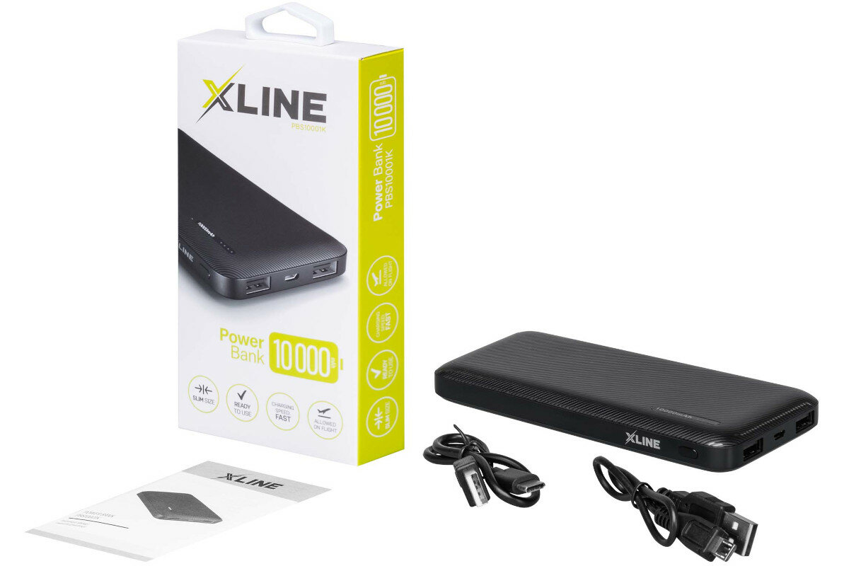 Powerbank XLINE 10000 mAh Czarny zawartosc opakowania
