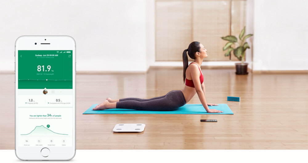 Waga XIAOMI NUN4048GL Mi Body Composition Scale 2 Bluetooth 5.0 Low Energy aplikacja 4 baterie czas pracy okolo 12 miesiecy