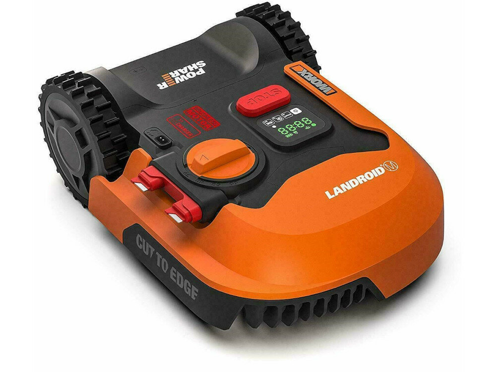 Robot koszący WORX Landroid WR141E sterowanie Wi-Fi kompaktowym kształt powierzchnia koszenia nachylenie terenu cykliczna praca szybkie i precyzyjne koszenie sterowanie Wi-Fi aplikacja mobilna Landroid
