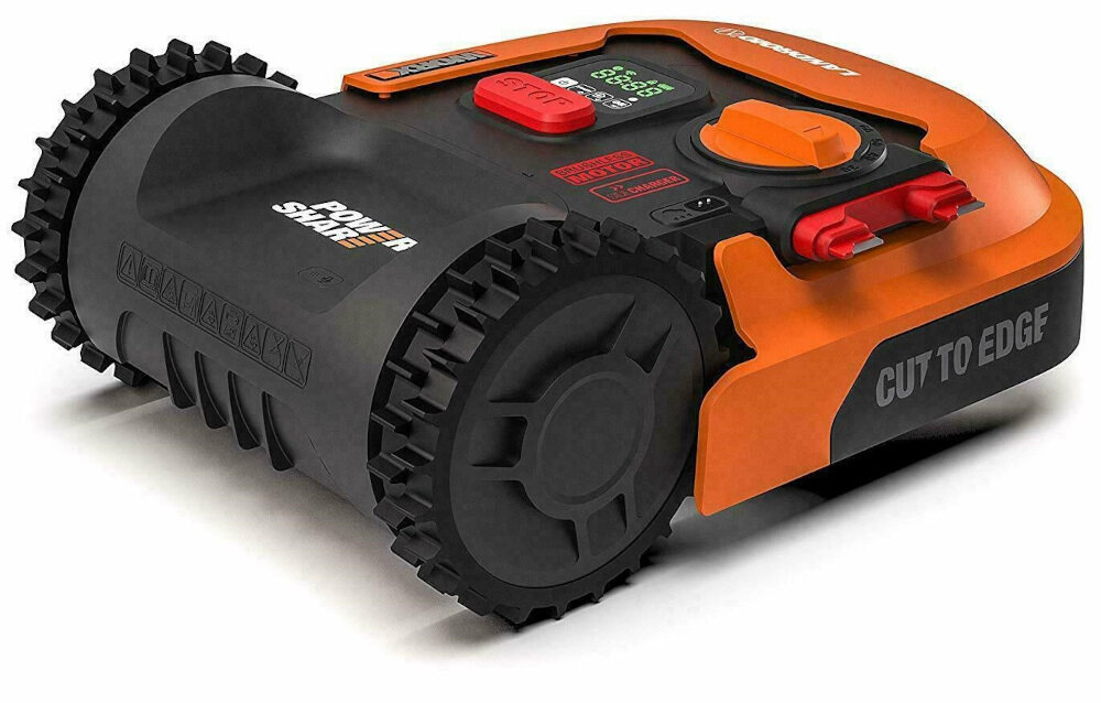 Robot koszący WORX Landroid WR141E sterowanie Wi-Fi czujnik deszczu podnoszenia wbudowany alarm w sytuacji zagrożenia całkowicie się wyłączy system wyłączania awaryjnego funkcja AIA