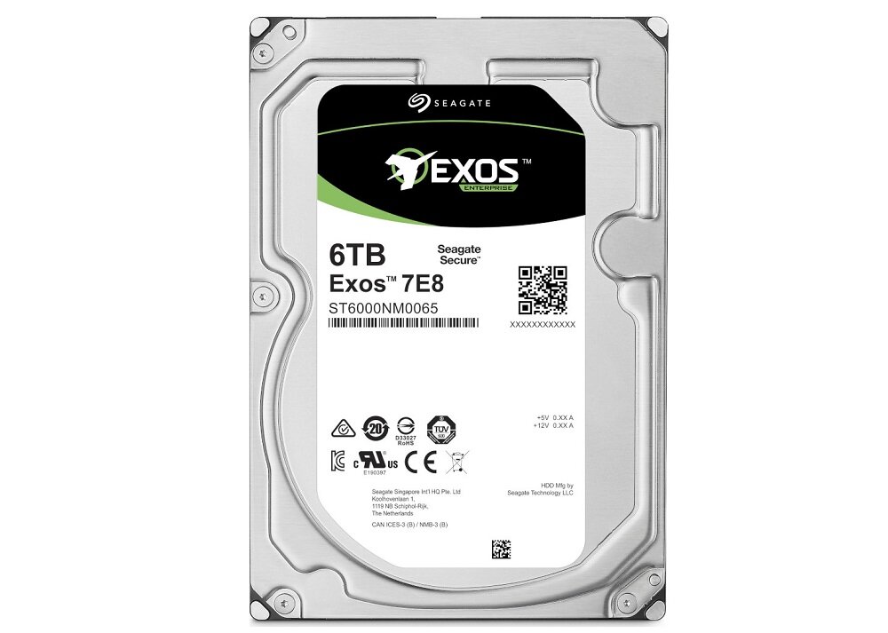 Dysk SEAGATE Exos 7E8 6TB HDD - cicha i ekonomiczna praca niewielkie zużycie energii MTBF 7200 obrotów na minutę