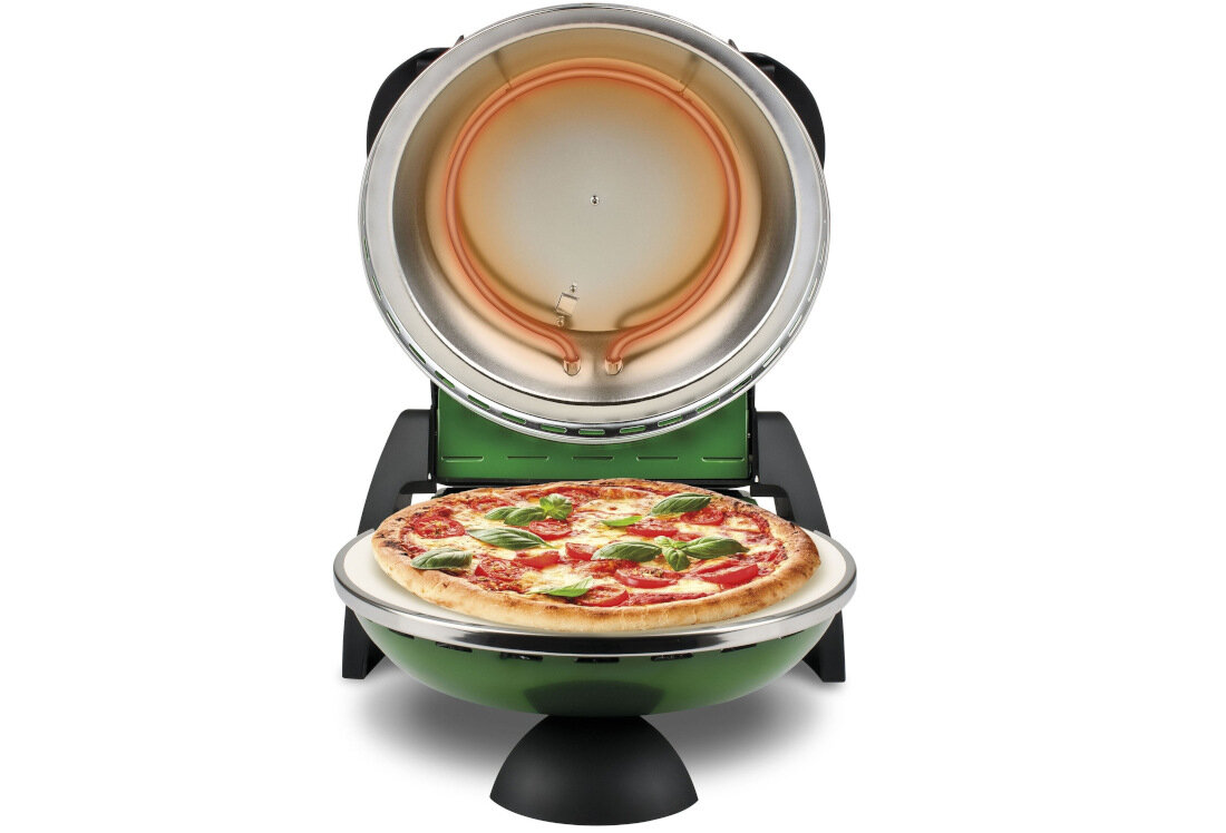 Piec do pizzy G3FERRARI G10006 1200W srednica 33.5 cm Zielony nieprzywierajaca powloka ognioodporny kamien waga latwe przechowywanie i transport