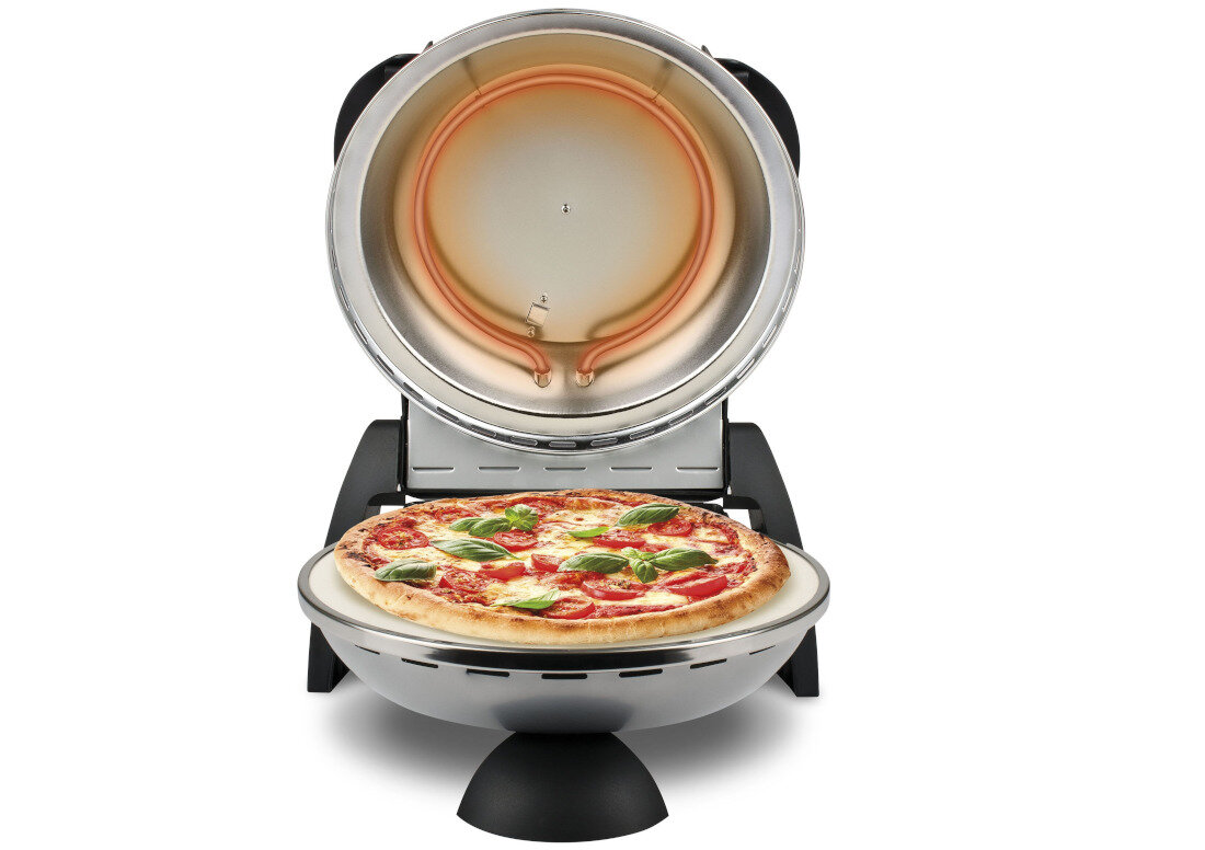 Piec do pizzy G3FERRARI G10006 1200W srednica 33.5 cm Srebrny nieprzywierajaca powloka ognioodporny kamien waga latwe przechowywanie i transport