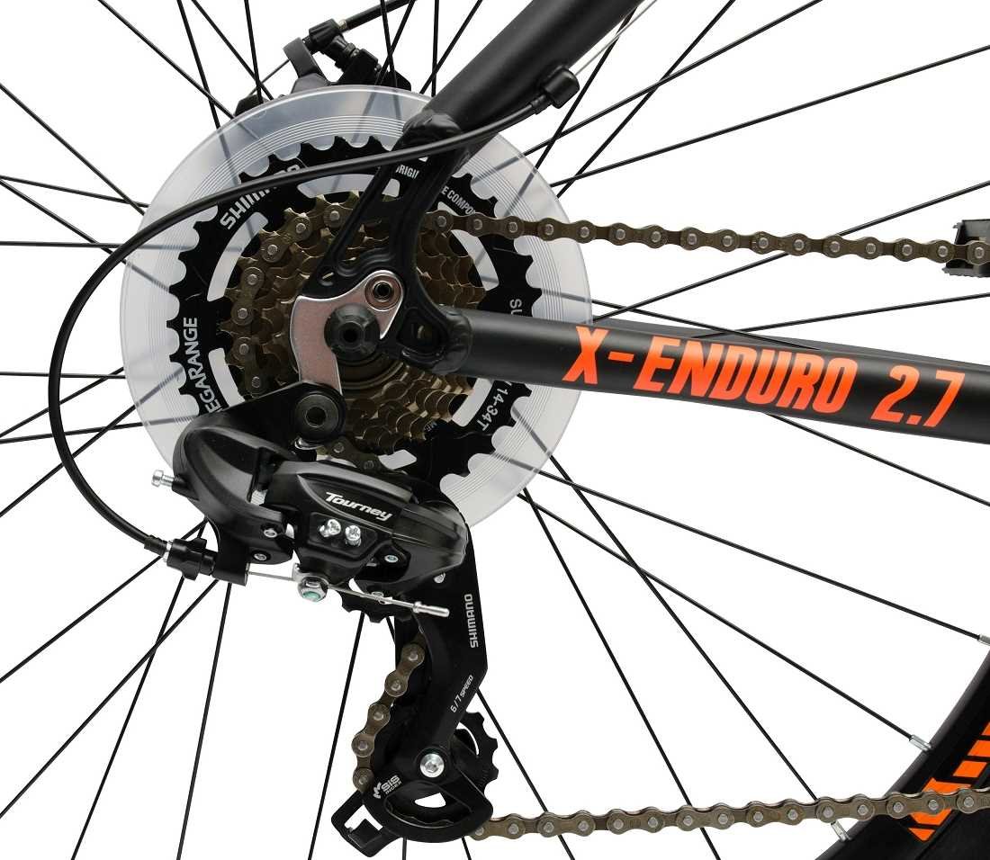 Rower MTB INDIANA X-Enduro 2.7 Czarno-pomarańczowy  - Przerzutki