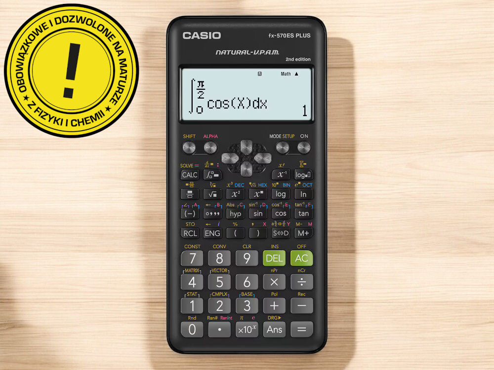 Kalkulator CASIO FX-570ES Plus 2nd Edition Zasilanie bateryjne, 9 pamięci na blacie