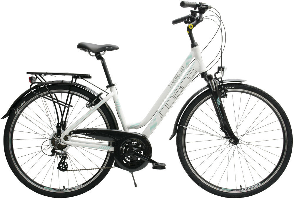 Rower trekkingowy INDIANA X-Road 1.0 D17 Kremowy wyglad front bok