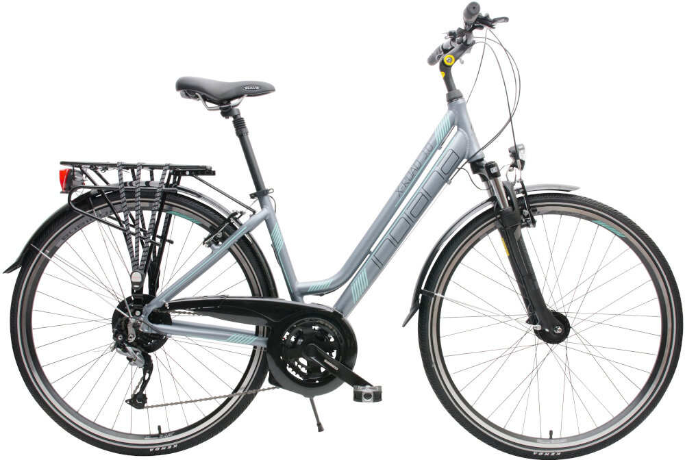 Rower trekkingowy INDIANA X-Road 3.0 D19 Grafitowy wyglad front bok