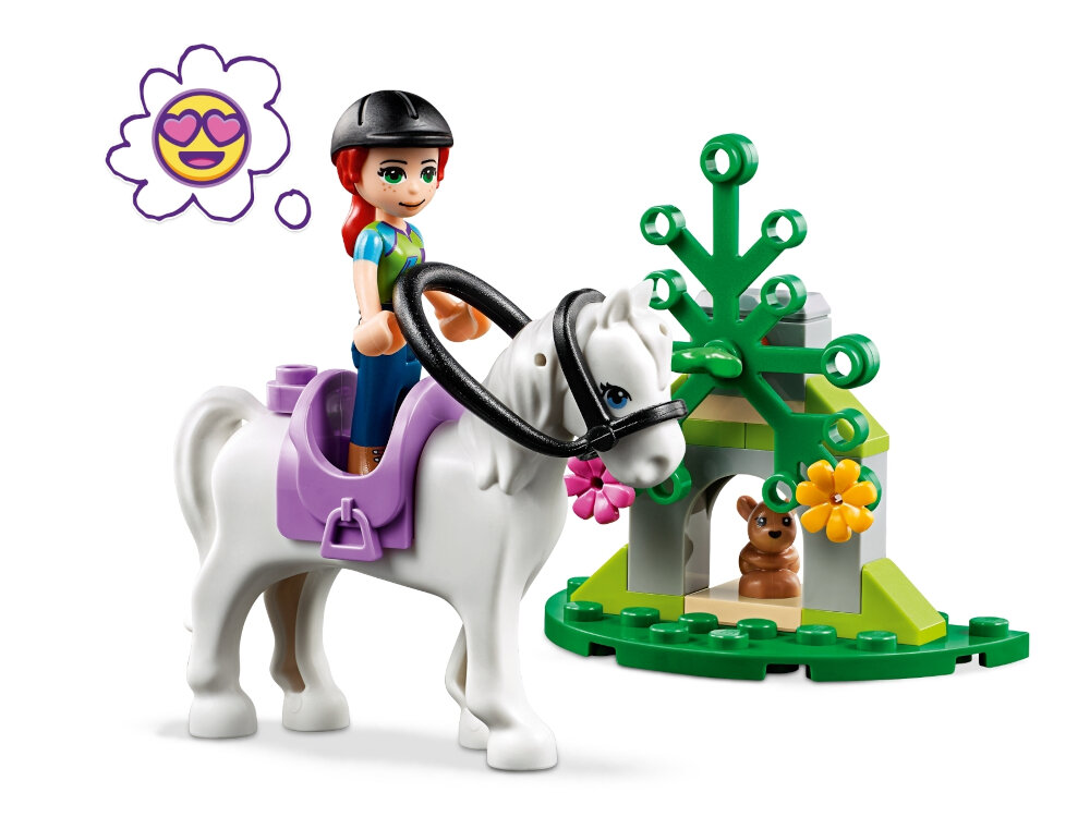 LEGO Friends Przyczepa dla konia Mii 41371 klocki LEGO wysoka jakość wykonania elementy LEGO poddawane specjalistycznym testom wytrzymałościowym solidnie przebadane spełniają najwyższe standardy bezpieczeństwa