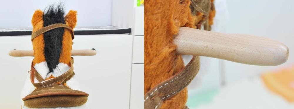 Koń na biegunach MILLY MALLY Łatek Jasnobrązowy uchwyty drewniane