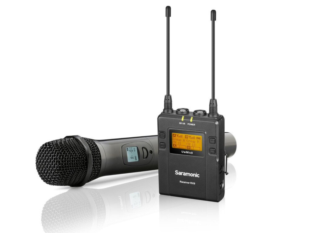 System bezprzewodowy SARAMONIC UWMIC9 Kit4 mobilnych rozwiązań do nagrań audio konferencji, prezentacji czy wywiadów odbiornik RX9 mikrofonem reporterskim HU9