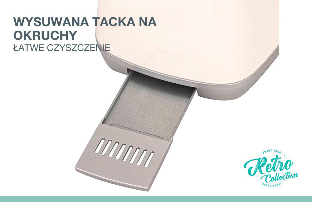 Toster GORENJE T900RL Wysuwana tacka na okruchy Regularnie opróżniaj tacę na okruszki  aromat świeżo wypieczonego pieczywa