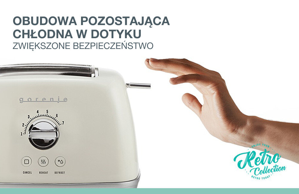 Toster GORENJE T900RL Chłodny w dotyku obudowa pozostaje chłodna w dotyku proste rozwiązanie