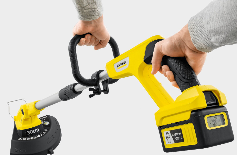 Акумуляторний тример KARCHER 1.444-311.0, живлення від акумулятора 18 В, відноситься до платформи акумуляторів Battery Power 18 В, максимальна швидкість до 7800 об/хв.