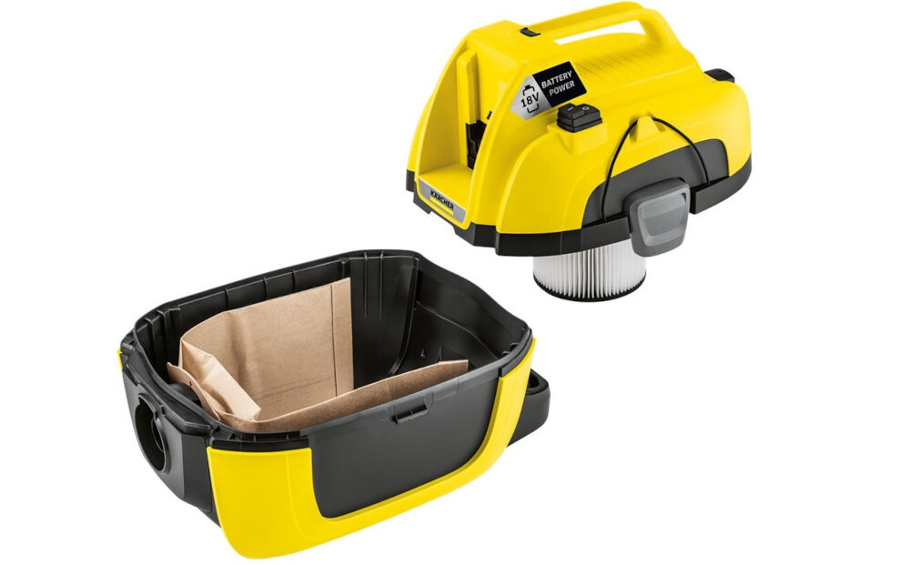 Час роботи акумуляторного пилососа KARCHER WD 1 Compact до 20 хв