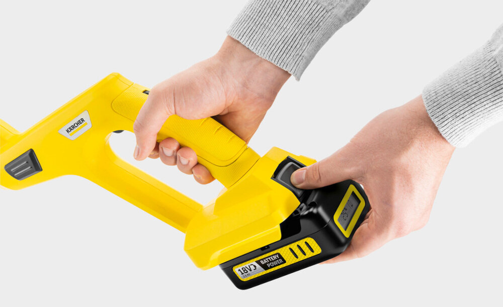 Podkaszarka akumulatorowa KARCHER 1.444-300.0 zasilanie akumulator napięcie 18 V należy do platformy bateryjnej Battery Power 18 V maksymalna prędkość obrotowa do 9500 obr/min model dostępny bez akumulatora i ładowarki