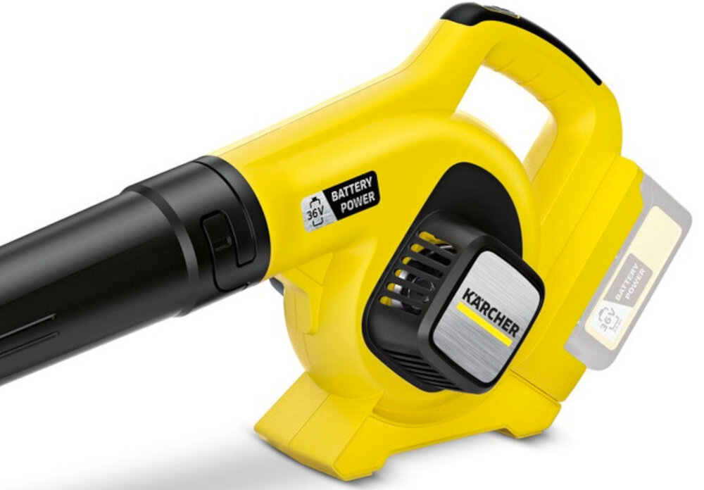 Dmuchawa do liści LBL 4 1.445-150.0 korzysta z platformy bateryjnej KARCHER kompatybilne z akumulatorami o napięciu 36 V z pojemnością 2,5 Ah i 5,0 Ah akumulatorowy model bez akumulatora i ładowarki
