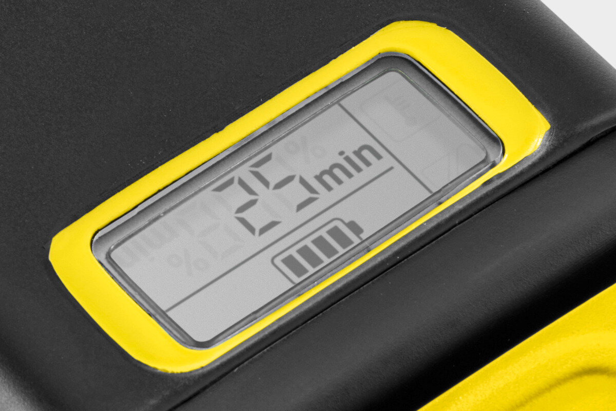 Ladowarka z akumulatorem KARCHER 2.445-064.0 2.5Ah 36V wyglad wyswietlacz napiecie
