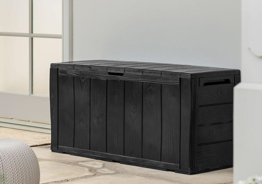 Skrzynia ogrodowa KETER Sherwood Storage Box 270 L Antracyt funkcjonalny produkt schowek maksymalny nacisk na pokrywę do 150 kg