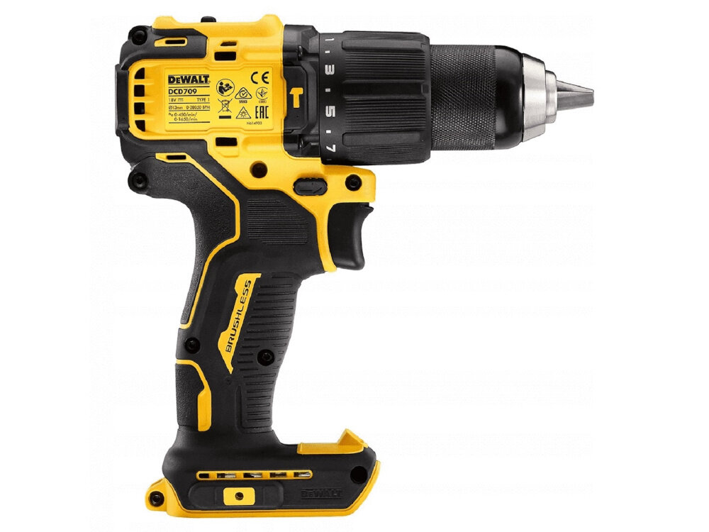 Wiertarko-wkrętarka DEWALT DCD709D2T ergonomiczna rekojesc antyposlizgowe tworzywo komfortowy uchwyt lekka konstrukcja 1,2 kg