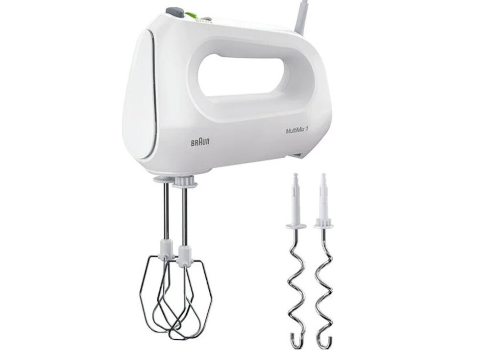 Mikser BRAUN HM1010WH wykonane ze stali nierdzewnej ergonomiczny ksztalt wyposazenie antyposlizgowa raczka