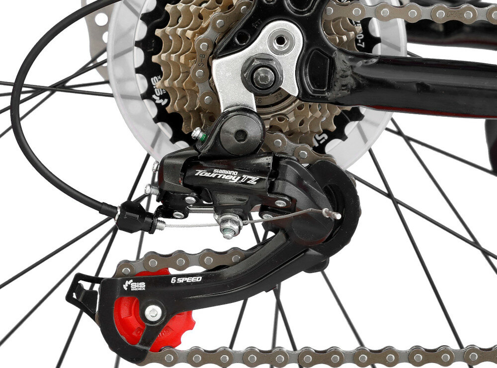 Rower INDIANA Fat Bike M18 Czarno-czerwony przerzutki 7 shimano