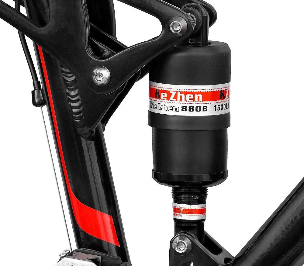Rower MTB INDIANA X-Rock 4.6 Czarno-czerwony - Amortyzator