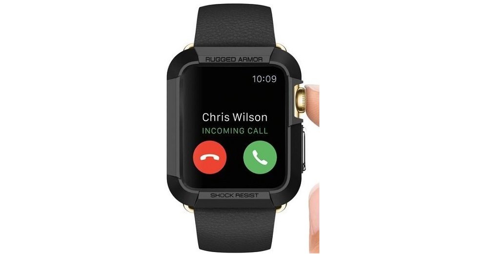 Etui SPIGEN Rugged Armor do Apple Watch 1 2 3 (38 mm) Czarny widok front