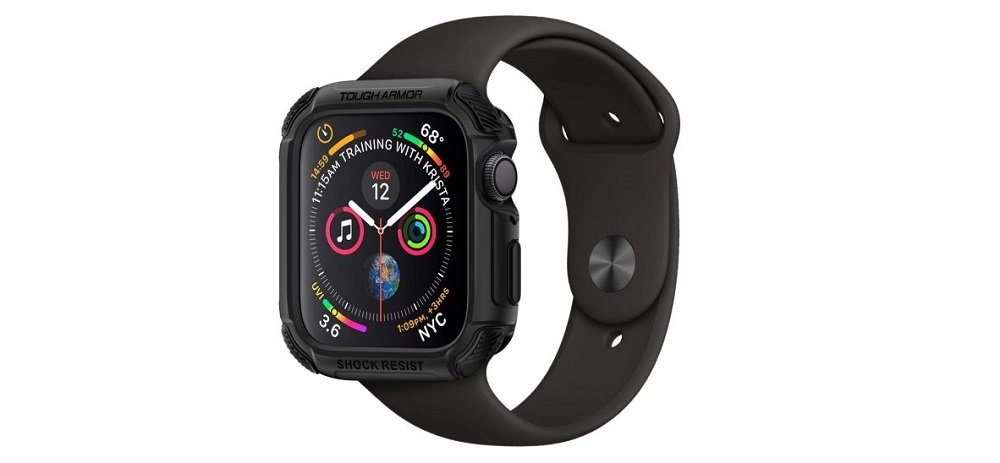 Etui SPIGEN Tough Armor do Apple Watch (44 mm) Czarny widok etui skos smartwatch
