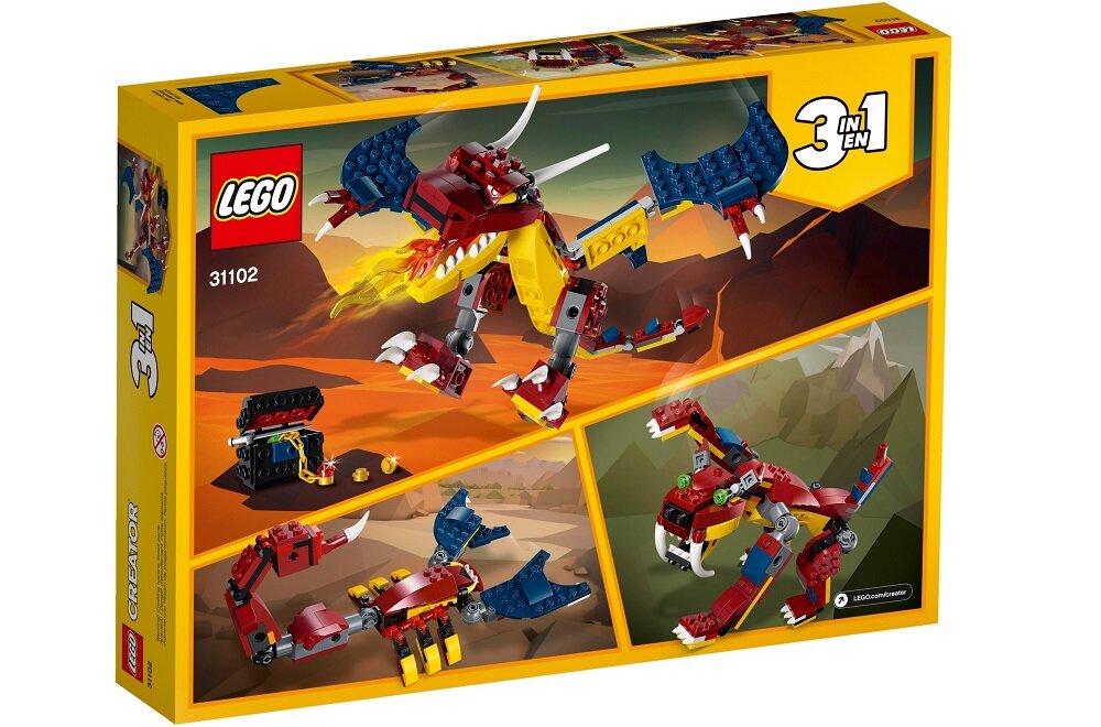 LEGO Creator 3w1 Smok ognia 31102 kreatywność