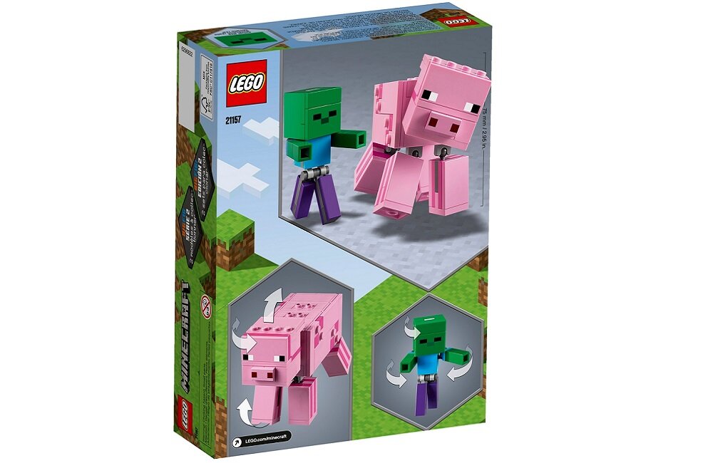 LEGO Minecraft BigFig Świnka i mały zombie 21157 kreatywna zabawa klocki instrukcja obsługi