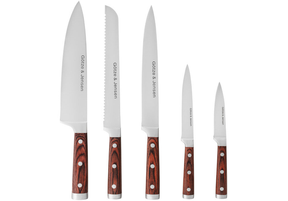 Zestaw noży GÖTZE & JENSEN KN500 noz szefa kuchni kuchenny do pieczywa uniwersalny do warzyw i owocow