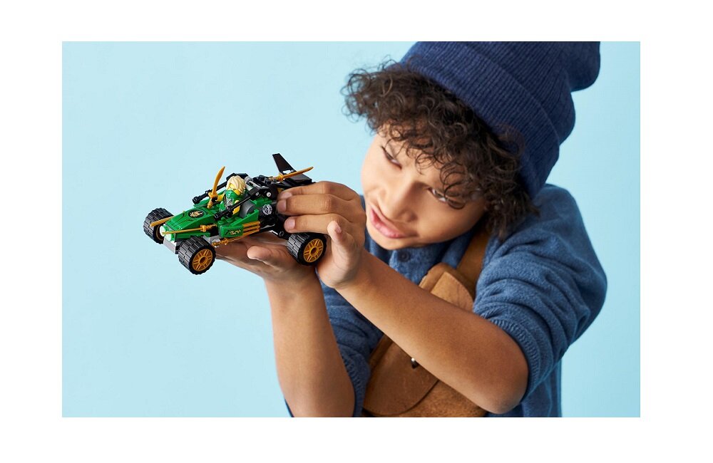LEGO Ninjago Dżunglowy ścigacz 71700 kreatywna zabawa rozwój merytoryczny dziecka zabawki klocki figurki zabawkowy łazik