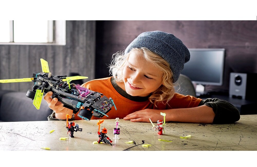 LEGO Ninjago Latający samochód ninja 71710 kreatywna zabawa widłowy rozwój merytoryczny dziecka klasyczna zabawa klocki figurki pobudza wyobraźnię
