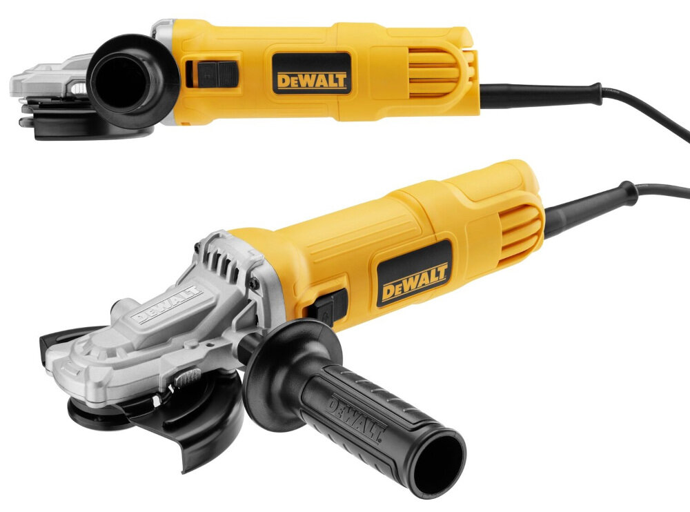 Szlifierka kątowa DEWALT DWE4157F do prac wykończeniowych spoin spawalniczych niewielkie rozmiary do miejsc trudno dostępnych bardzo wydajna niski poziom wibracji silnik elektryczny moc 900 W układ łagodnego rozruchu funkcja Antyrestart
