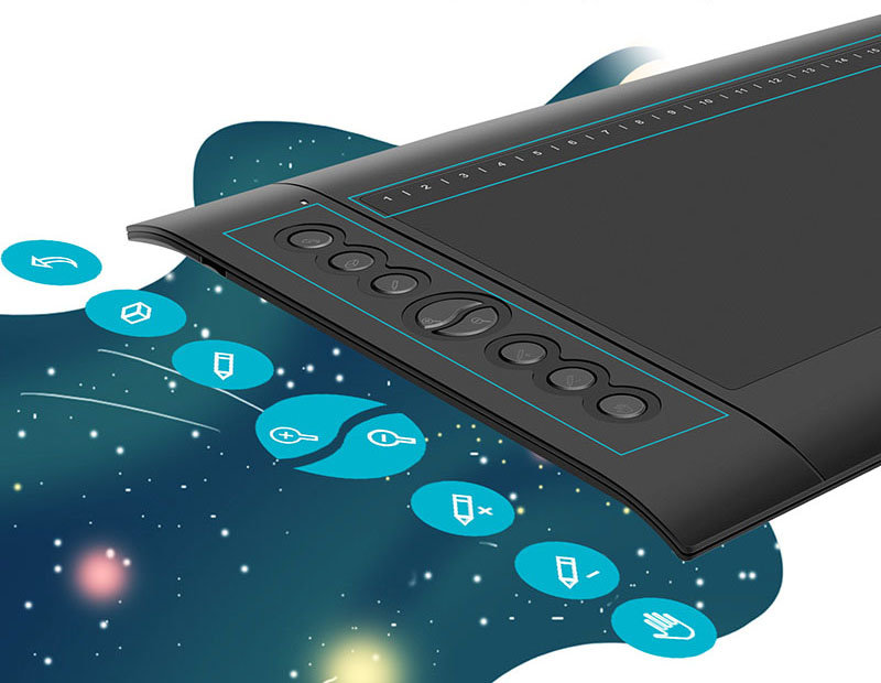 Tablet graficzny HUION 610 Pro V2 - Programowalne klawisze
