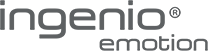 Logo z napisem \'ingenio emotion\' w kolorze szarym.