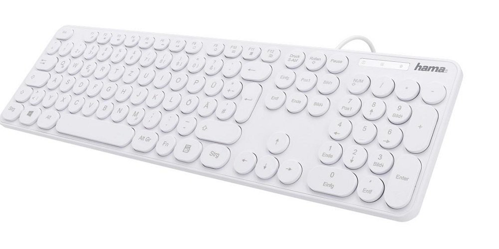 Klawiatura HAMA KC-500 Biały okrągłe klawisze cicha praca komfort pracy
