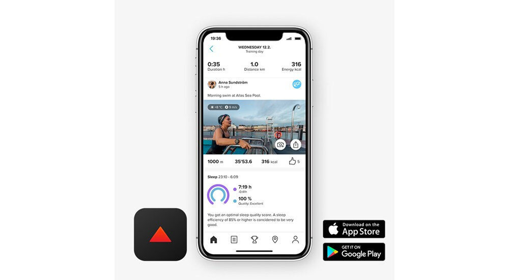 Zegarek sportowy SUUNTO 3 Szaro-zielony aplikacja