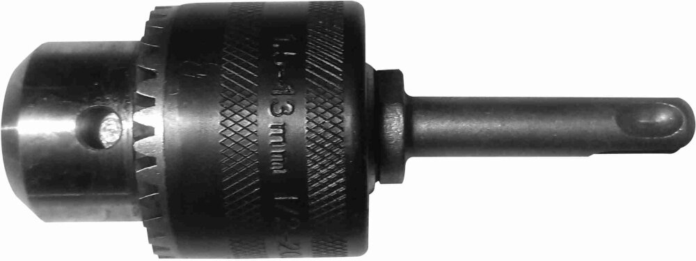 Na obrazie widoczny jest metalowy uchwyt wiertarski z napisem \'1.5-13 mm\'.