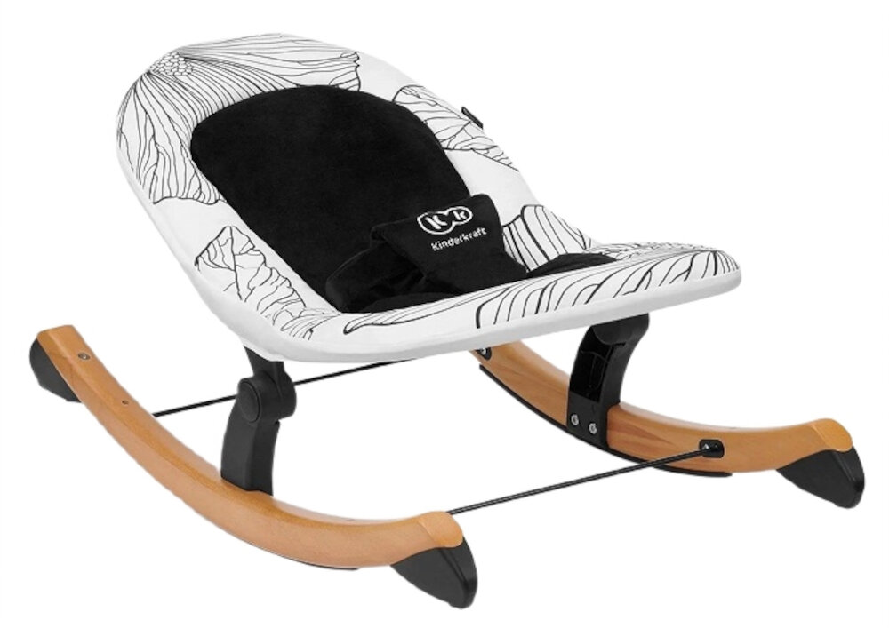 Leżaczek KINDERKRAFT Finio Czarny ergonomiczne funkcjonalne wygodne bezpieczne skandynawski design