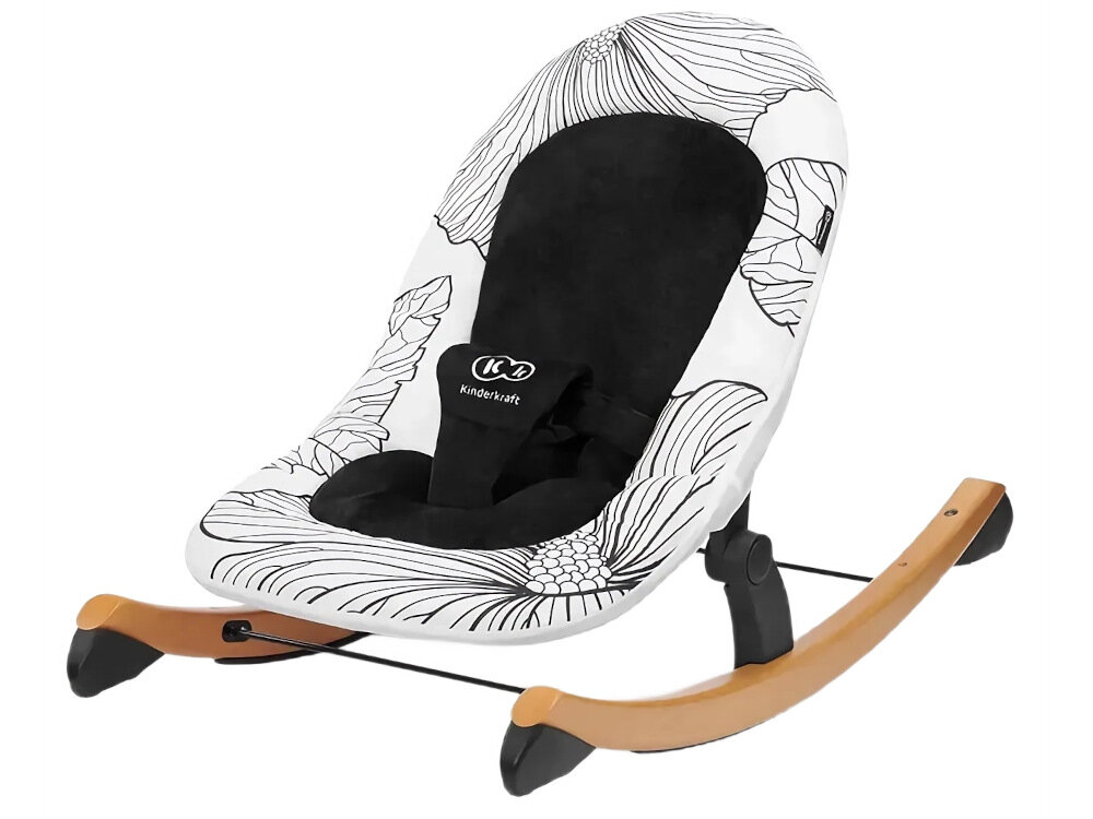 Leżaczek KINDERKRAFT Finio Czarny dla dzieci od pierwszych dni zycia do 9 kg solidna stalowa konstrukcja lkka waga 3,5 kg skandynawski styl